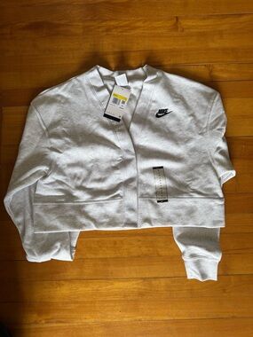 Nike Women's Light Heathered Gray Cardigan Sweatshirt